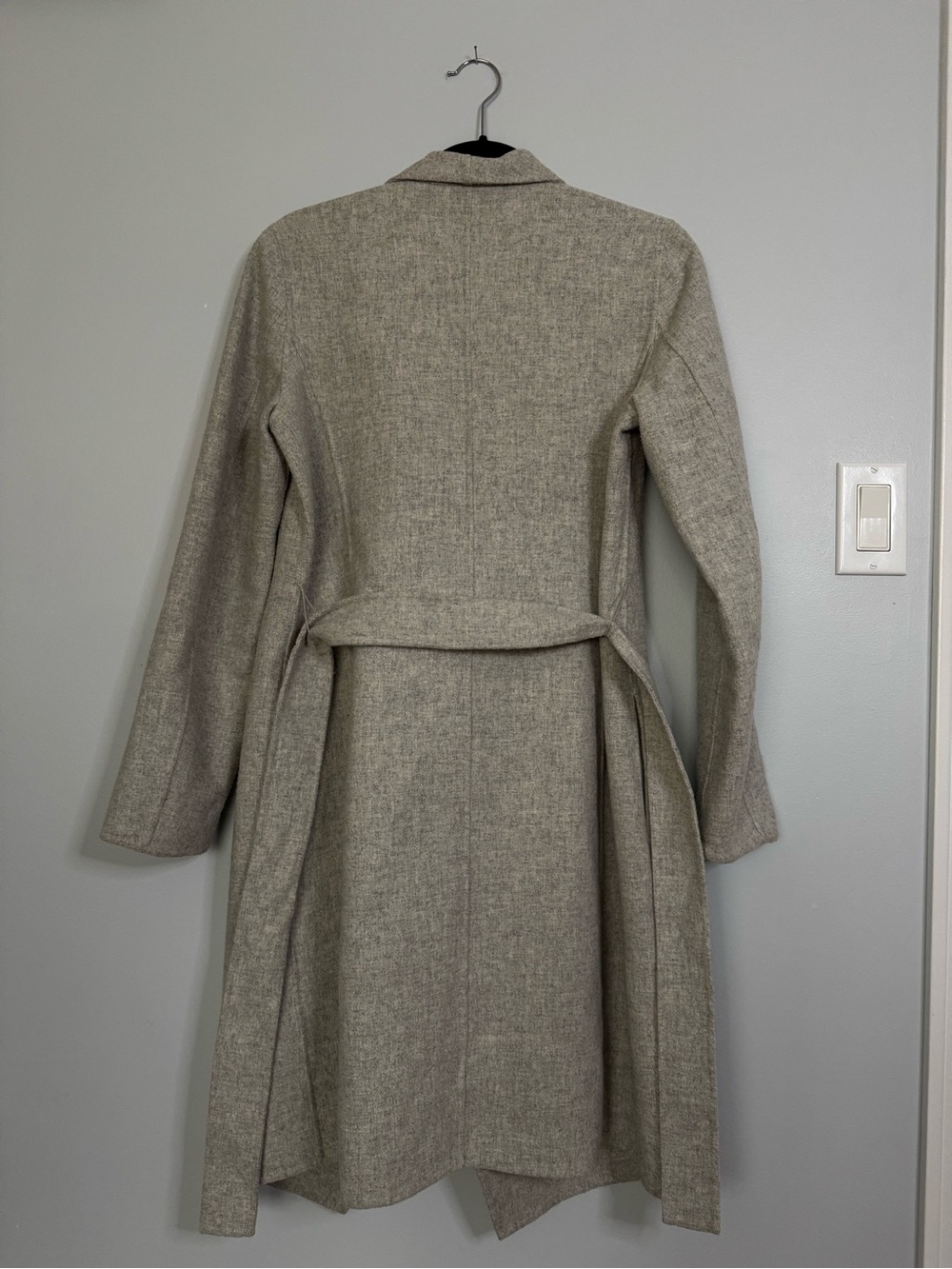 Zara Woman Hand Made Grey Wool Blend Waterfall Wrap Coat XS fit S - Picture 4 of 13